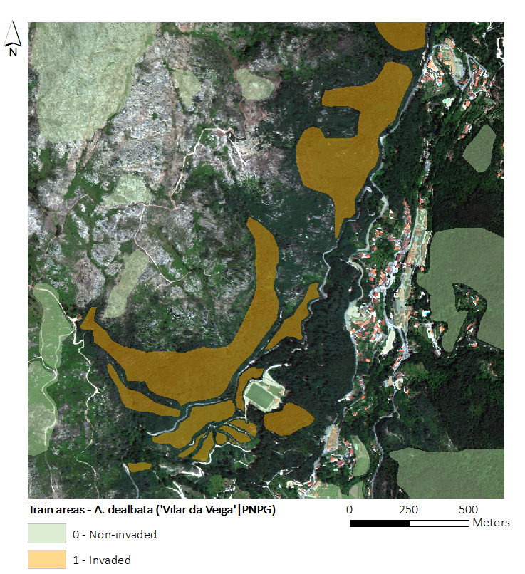 RGB composite showing training areas in the landscape